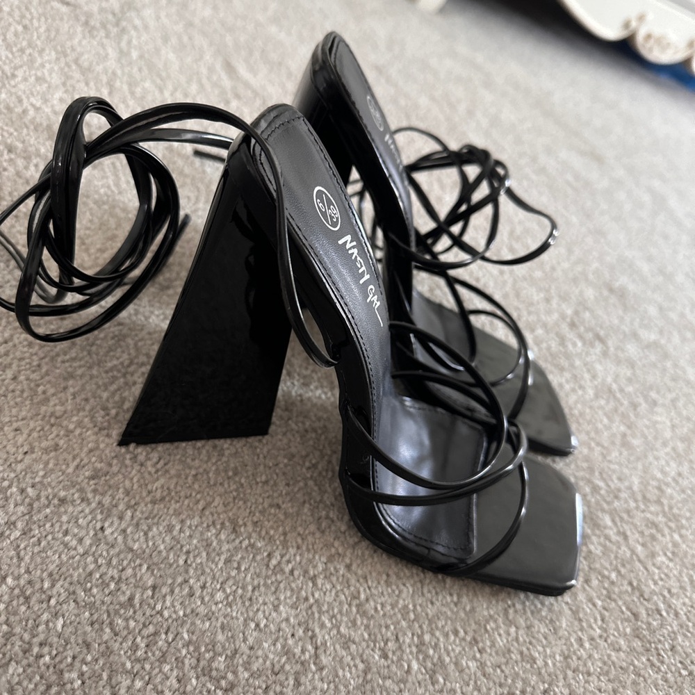 Brand new nasty gal black lace up heels